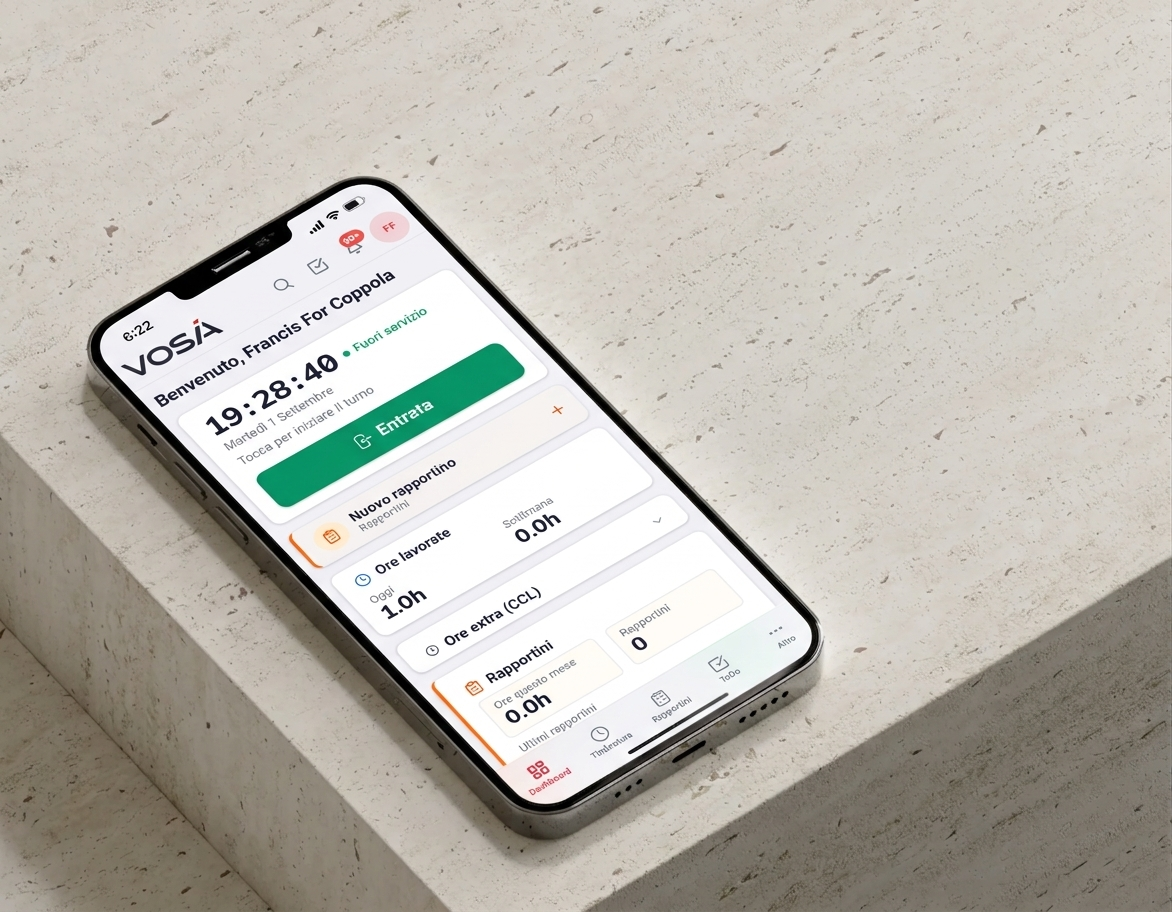 Vosia Time - Software Timbratura e Rilevazione Ore Svizzera
